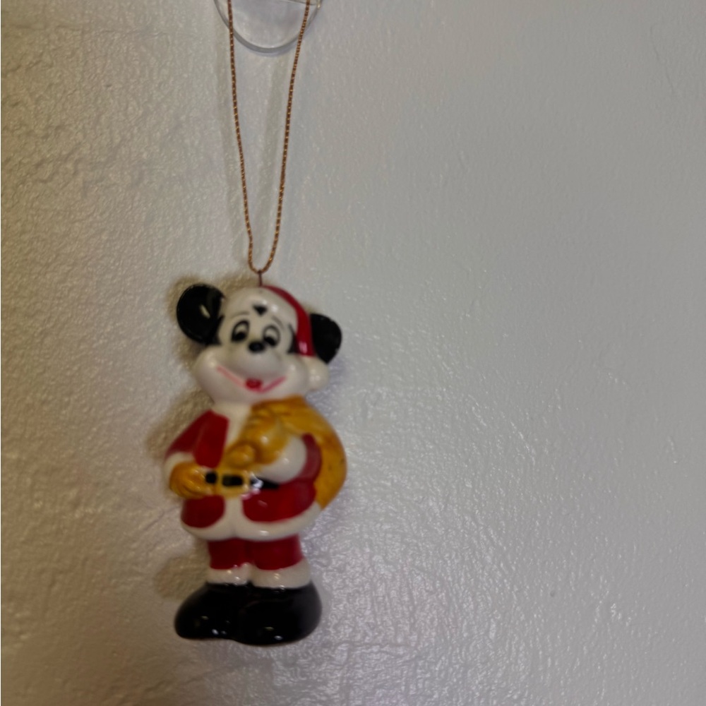 Vintage Disney Santa Mickey Mouse with sack ceramic Christmas ornament‎ Japan